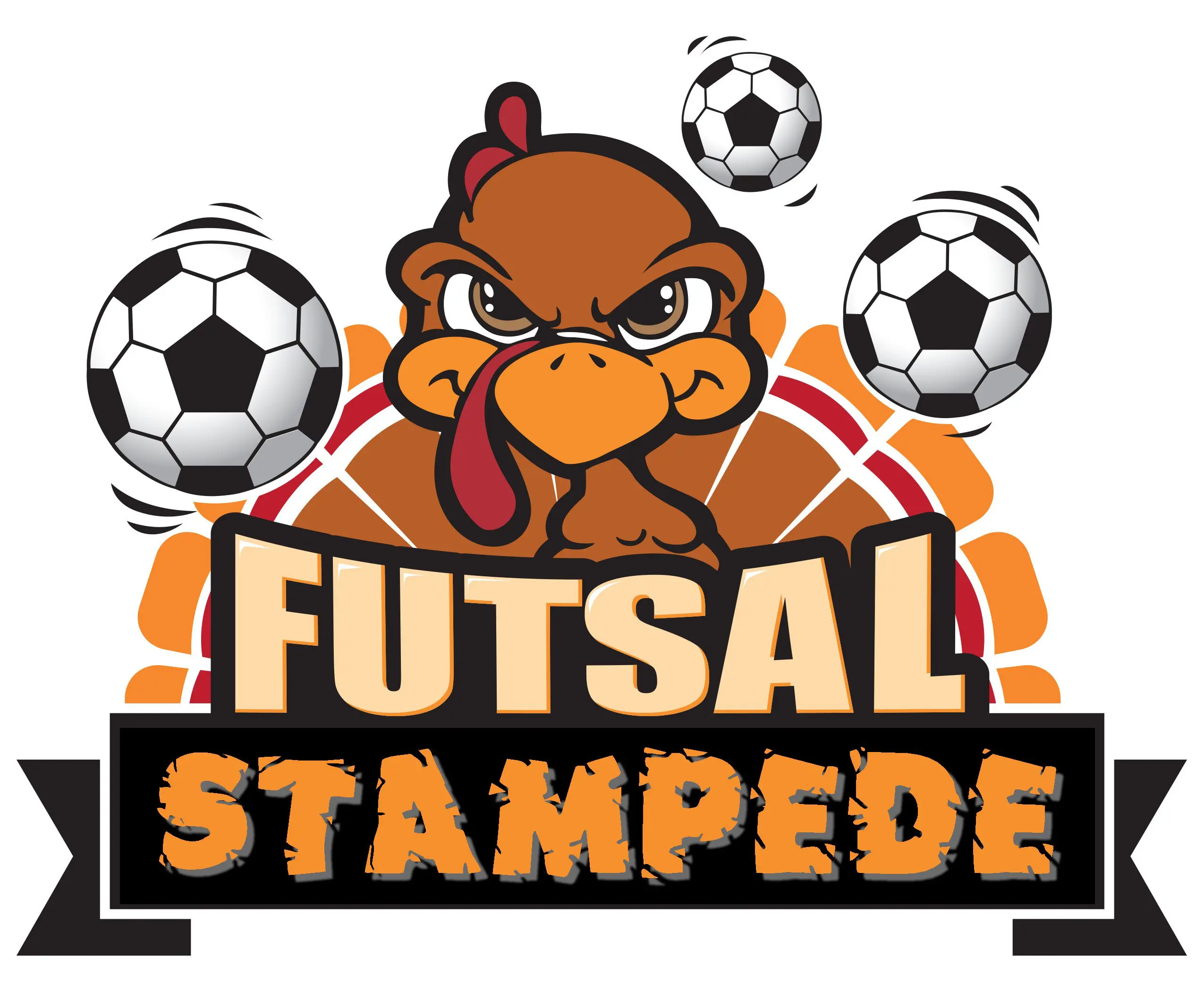 Angry turkey with soccer balls, "Futsal Stampede".