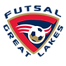 Futsal crest with soccer ball design.