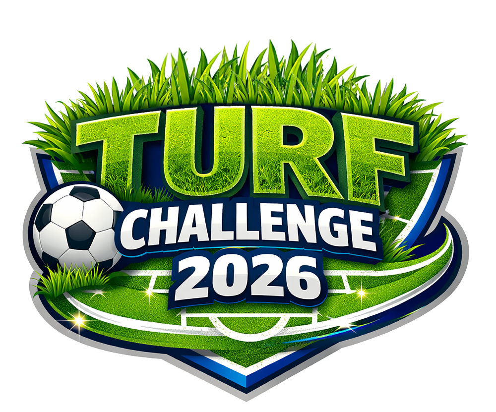 Turf Challenge 2026 logo with soccer theme.