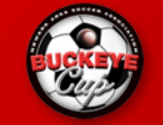 Buckeye Cup soccer logo on red background.