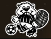 Cartoon beaver with soccer ball and jersey.