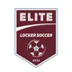 Elite Locker Soccer logo, maroon and white.