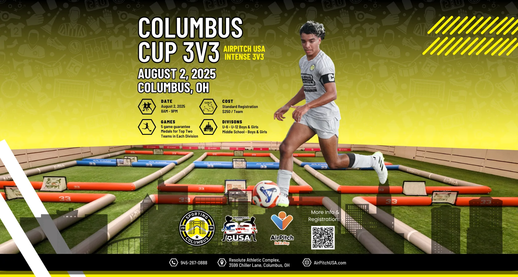Soccer player in action at Columbus Cup.