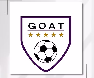 Soccer emblem with stars and "GOAT" text.