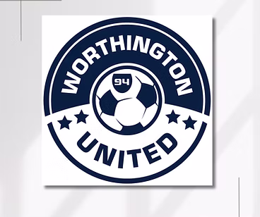 Worthington United soccer logo with stars.