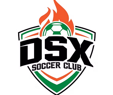 DSX Soccer Club logo with flaming ball.