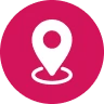 Location pin icon on pink background.